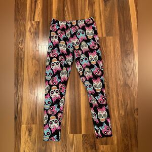 No Boundaries Juniors Soft Full Length Ankle Leggings MEDIUM (7-9) Sugar Skulls
